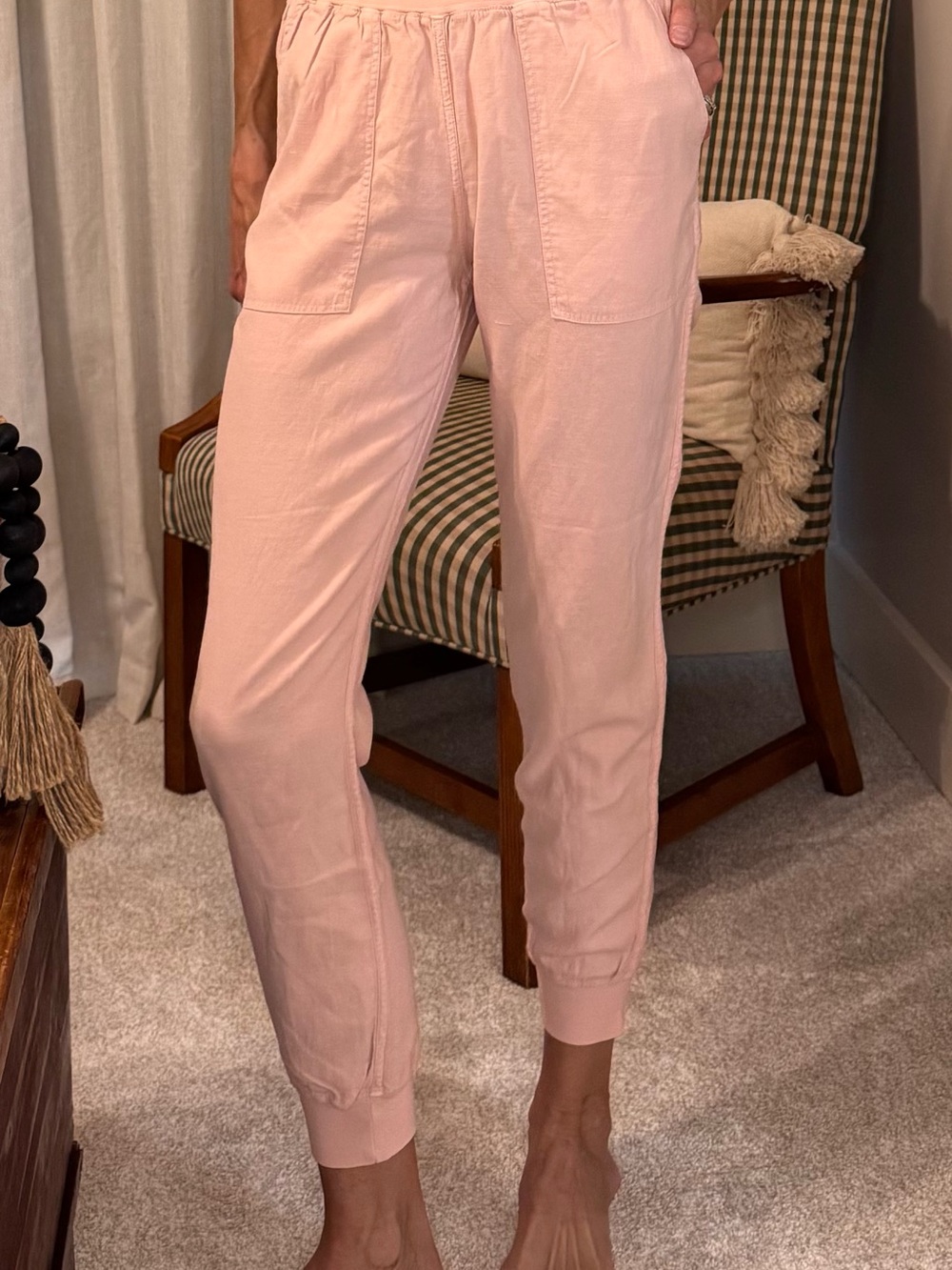 Faherty Blush Pink Elastic-Waist Jogger Pants